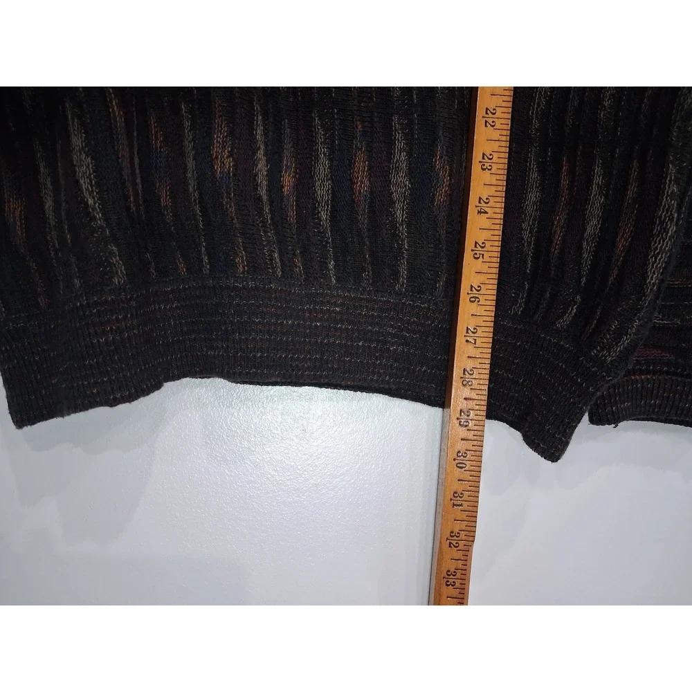 Louis Roth Mens XL Textured 3D Knit Sweater Multicolor Abstract Crew Neck Turkey